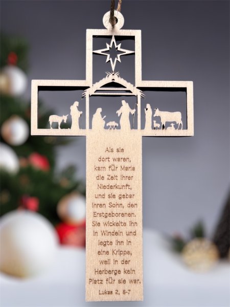 Kreuz mit Grippenszene und Evangelium